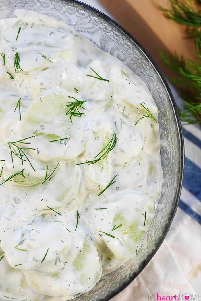 Close-Up of Creamy German Cucumber Salad