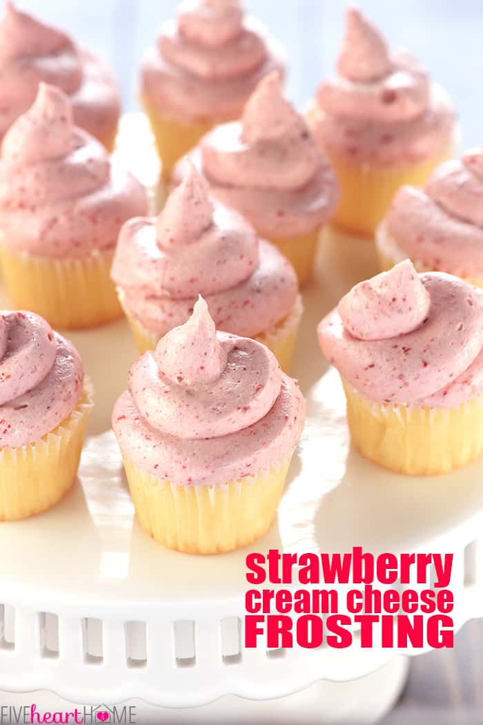 Strawberry Cream Cheese Frosting with text overlay