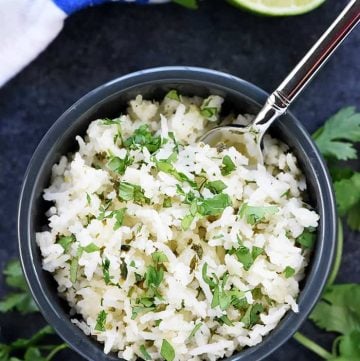 Aerial view of bowl of Cilantro Lime Rice.