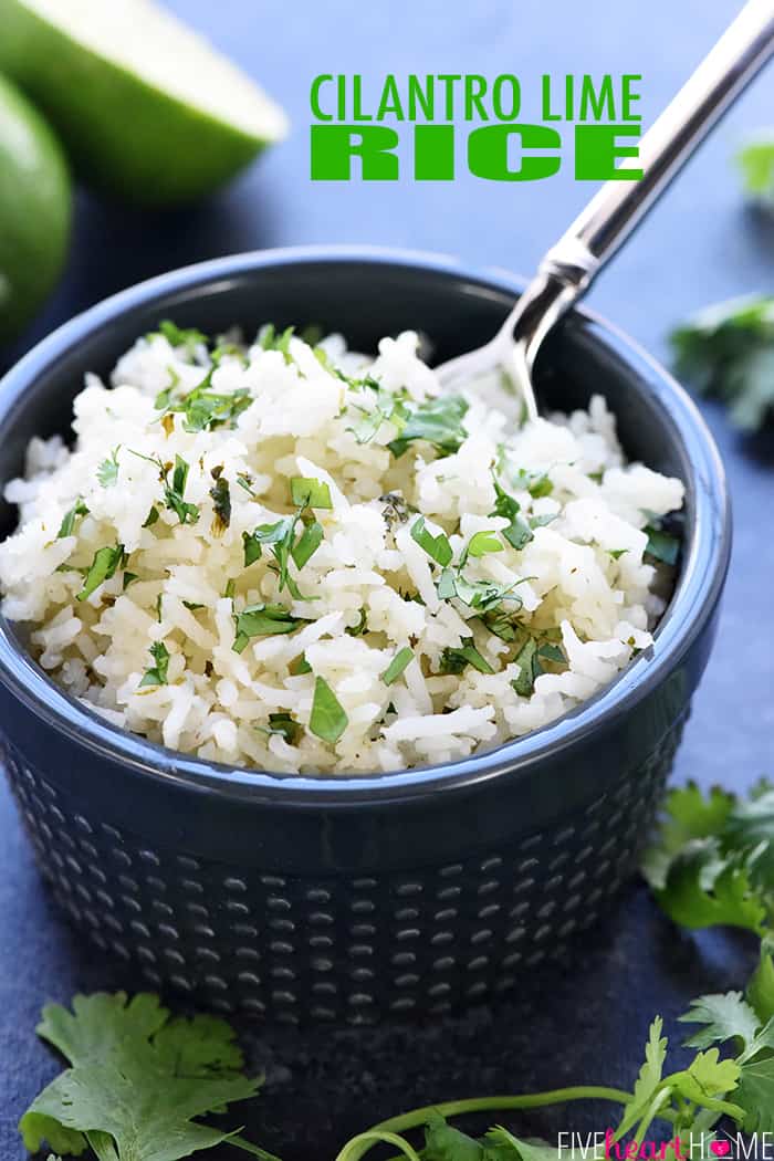 Cilantro Lime Rice with text overlay.