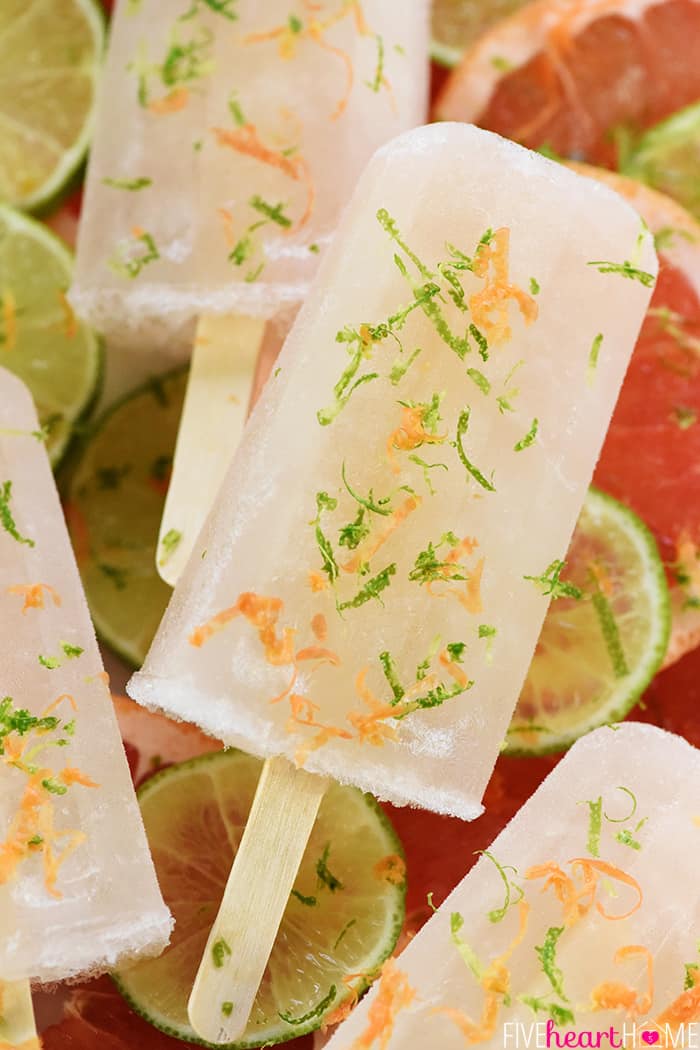 Ruby Red Moscow Mule Popsicles close-up.