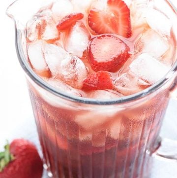 Strawberry Iced Tea ~ made with sweet, fresh, strawberry simple syrup for a refreshing summer drink! | FiveHeartHome.com