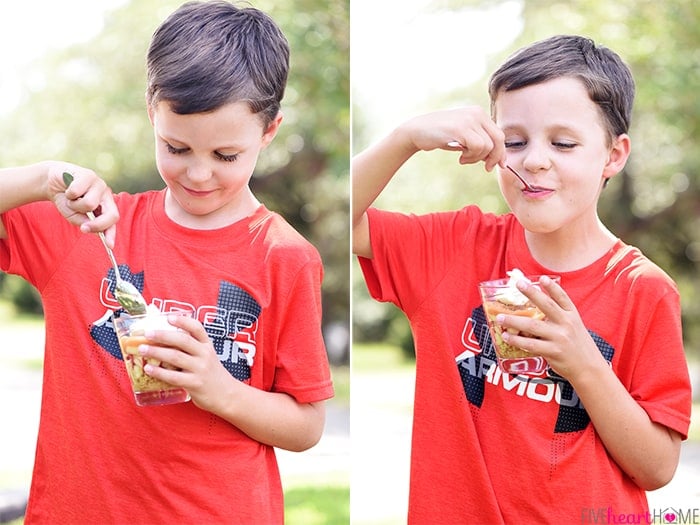 Reid Enjoying His Healthy Apple Pie Snack Cups