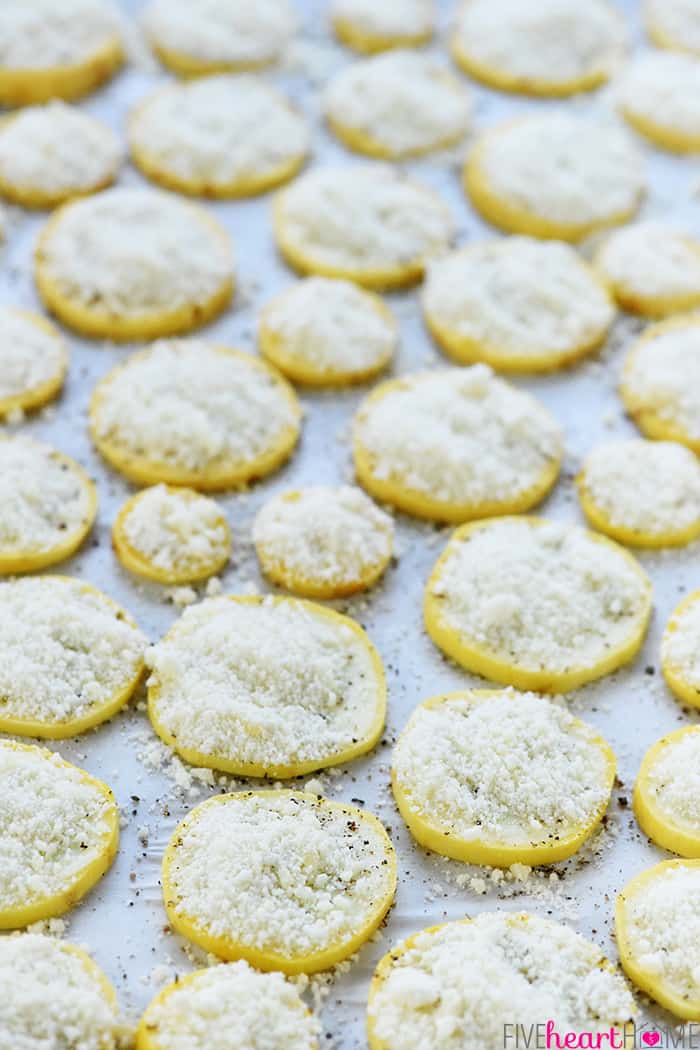 Slices covered with parmesan