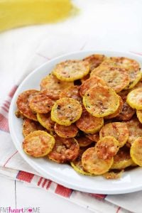 Baked Parmesan Yellow Squash Rounds Recipe ~ an easy and delicious summer side dish requiring just two ingredients: yellow squash and grated Parmesan! | FiveHeartHome.com