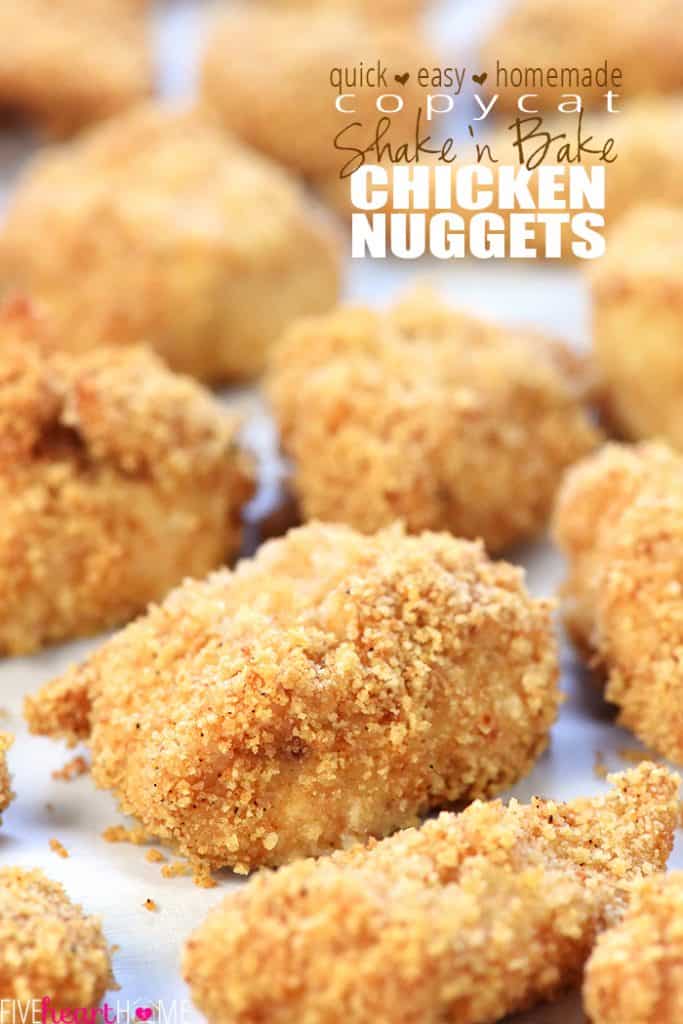 Copycat Shake 'n Bake Chicken Nuggets ~ a quick and easy recipe for making tasty homemade nuggets that are a hit with kids and adults alike! | FiveHeartHome.com