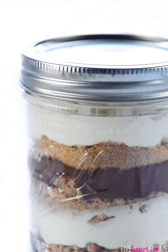 Close-up of layers in jar.