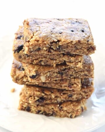 Stack of No-Bake Oatmeal Peanut Butter Energy Bars