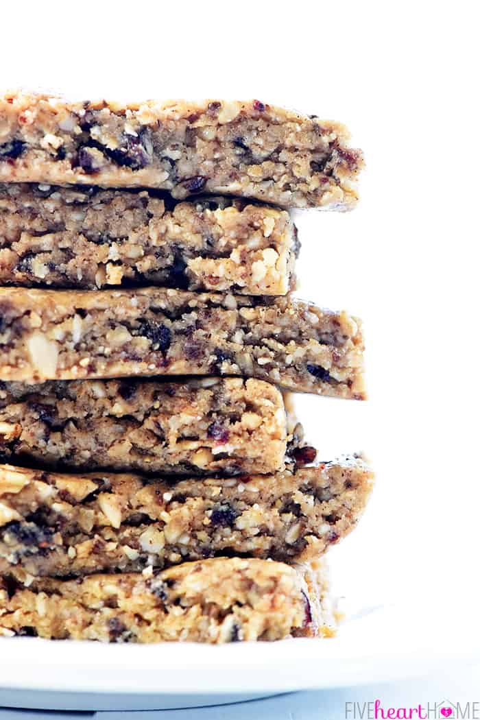 Zoomed side view of stack of Energy Bars.