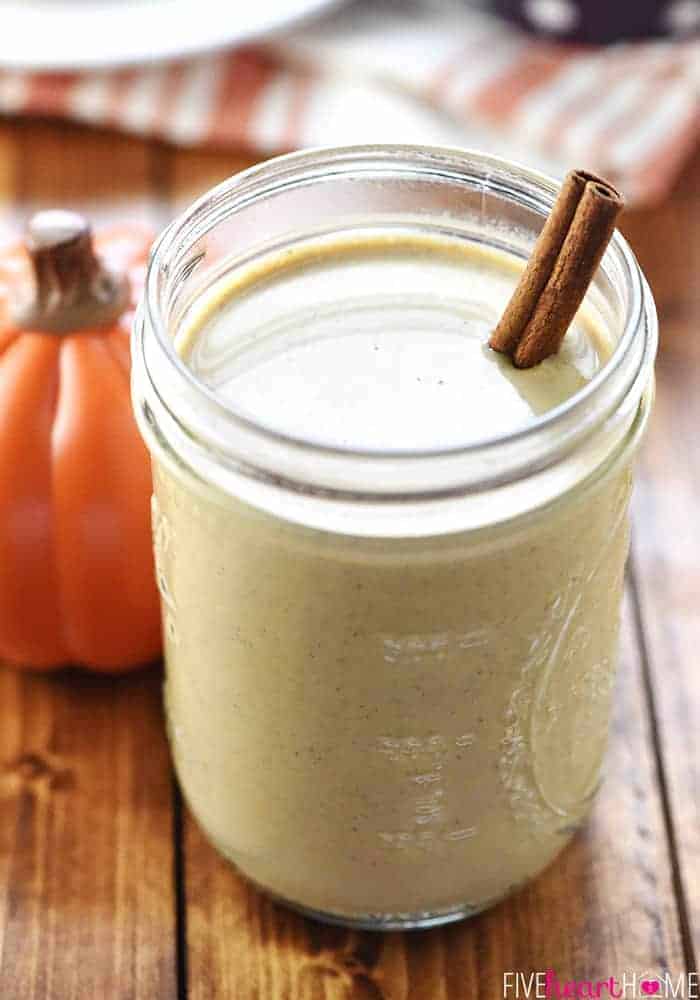 Close-Up of jar of homemade Pumpkin Spice Creamer.