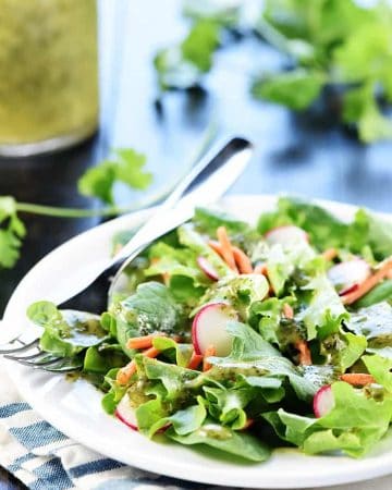 Cilantro Lime Vinaigrette ~ a zesty homemade Mexican dressing perfect for marinades and salads, featuring lime juice, fresh cilantro, and a touch of honey! | FiveHeartHome.com