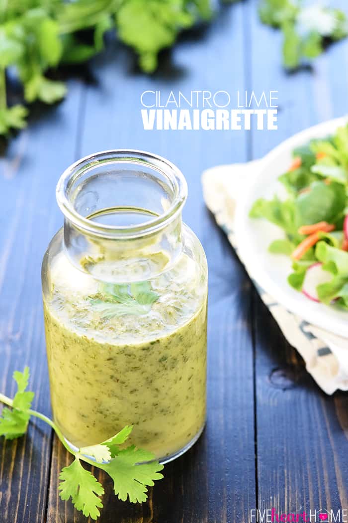 Cilantro Lime Vinaigrette ~ a zesty homemade Mexican dressing perfect for marinades and salads, featuring lime juice, fresh cilantro, and a touch of honey! | FiveHeartHome.com