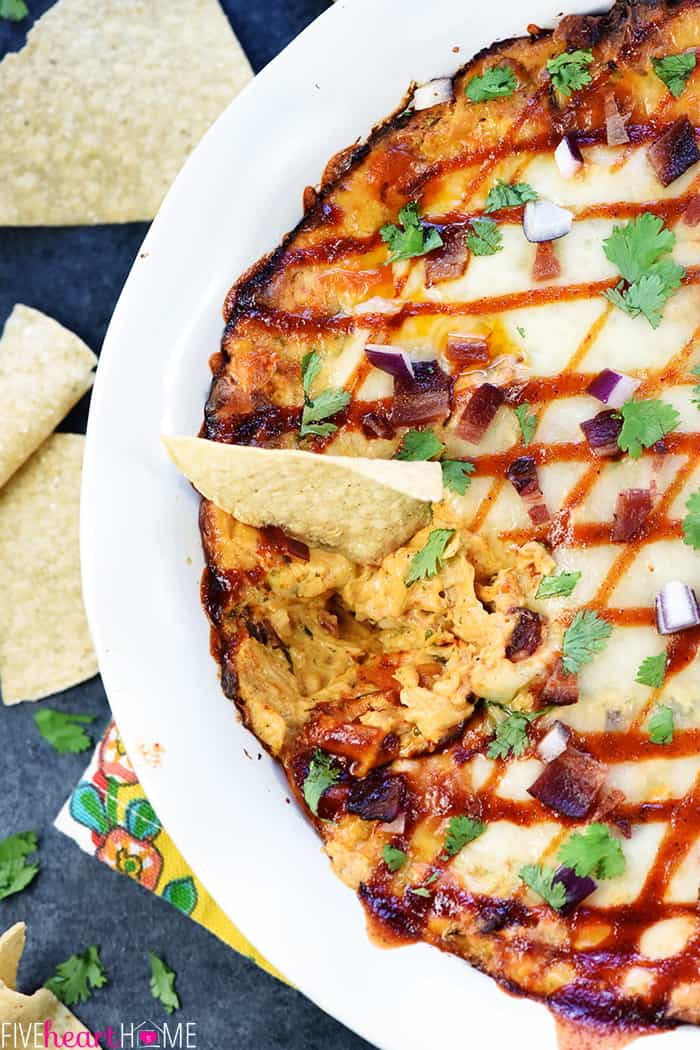 BBQ Chicken Dip Close-Up with Chips