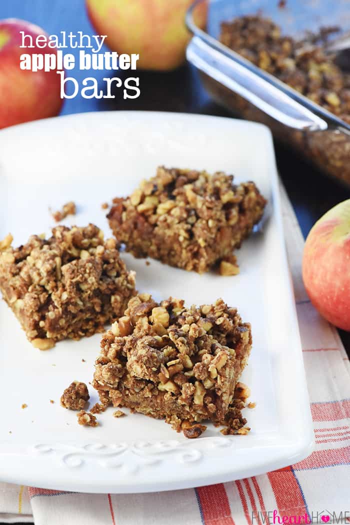 Healthy Apple Butter Bars with text overlay