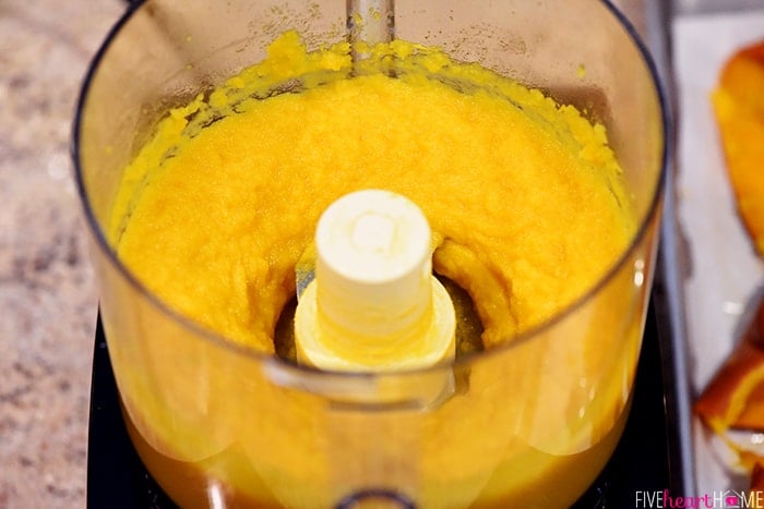 Pumpkin Puree in food processor.