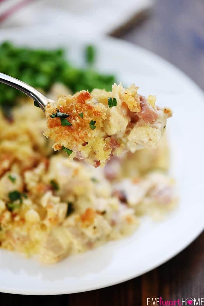 Perfect Bite of Chicken Cordon Bleu Casserole