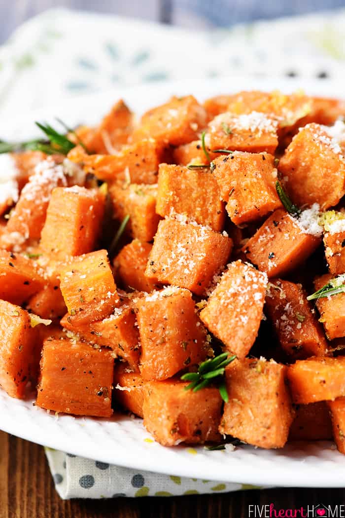 Savory sweet potato recipe ready to serve.