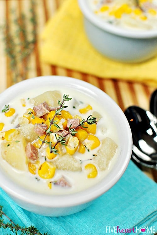 Slow Cooker Corn & Potato Chowder with Ham