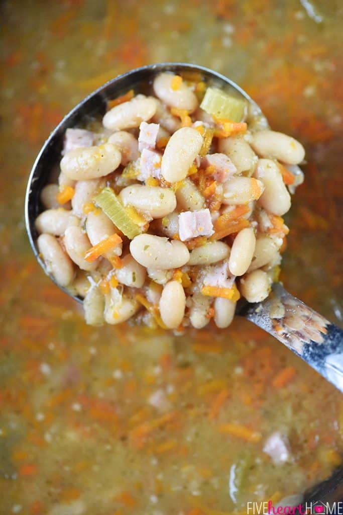 Slow Cooker Ham and Bean Soup (Easy + AMAZING!) • FIVEheartHOME