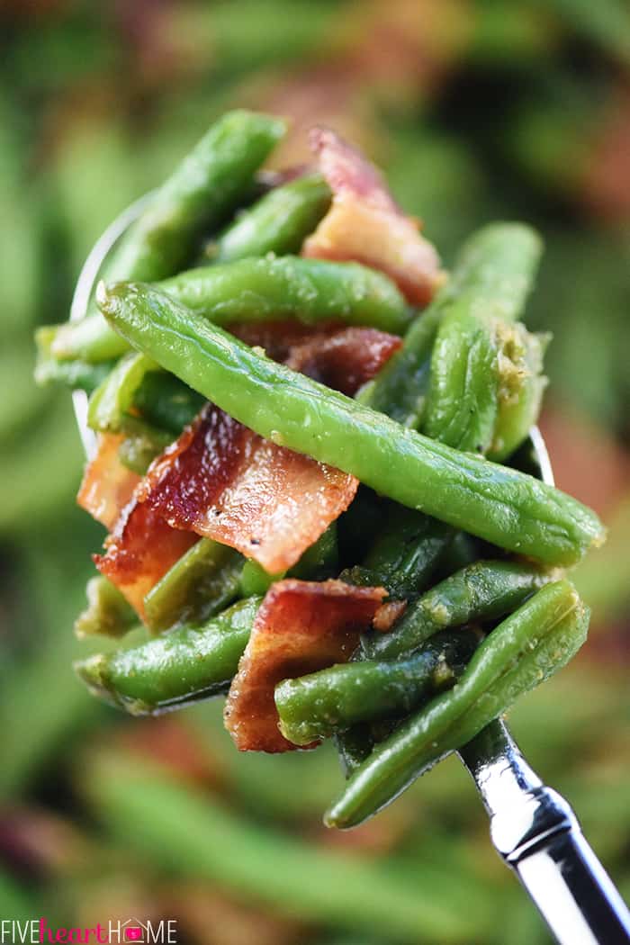 Big spoonful of Green Beans with Bacon.