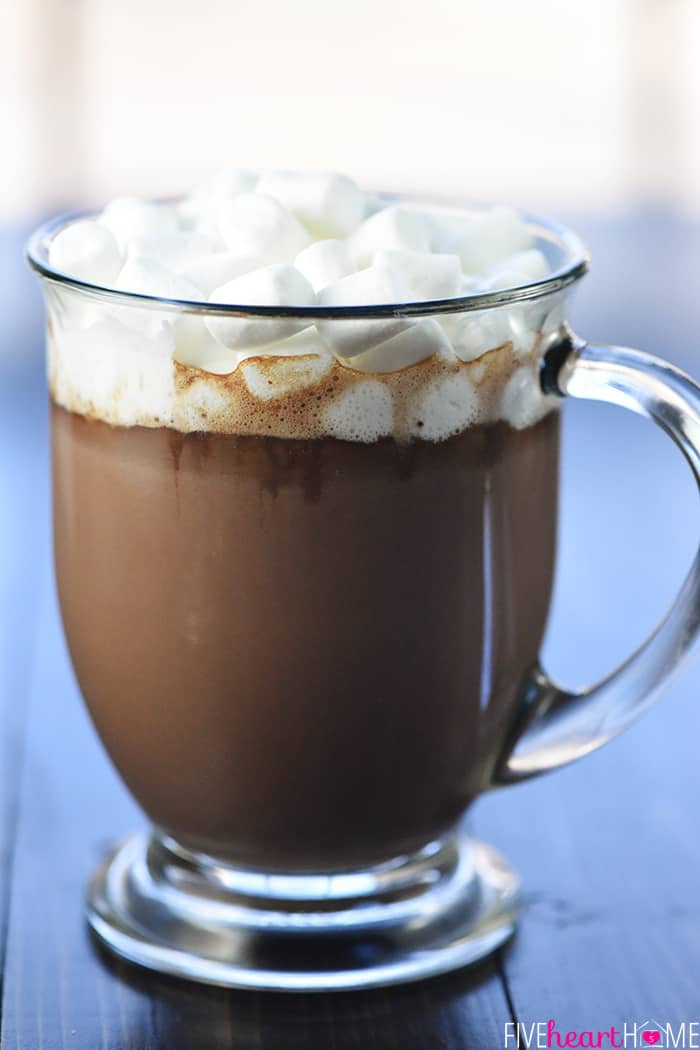 Crockpot Hot Chocolate in glass mug.