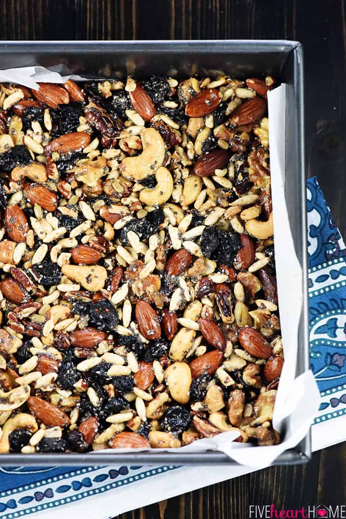 Copycat KIND Bars recipe in pan.
