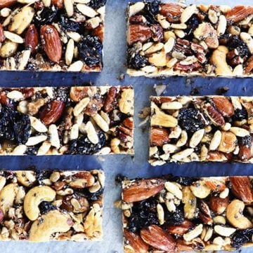 Copycat KIND Bars ~ a homemade version of the popular, wholesome, nut-packed energy bars...use your favorite ingredients to make them economically at home! | FiveHeartHome.com