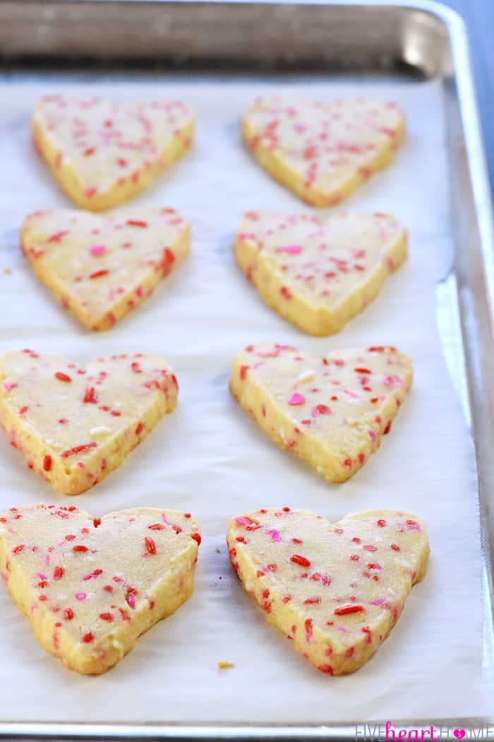 Valentine’s Day dessert of heart-shaped cookies.