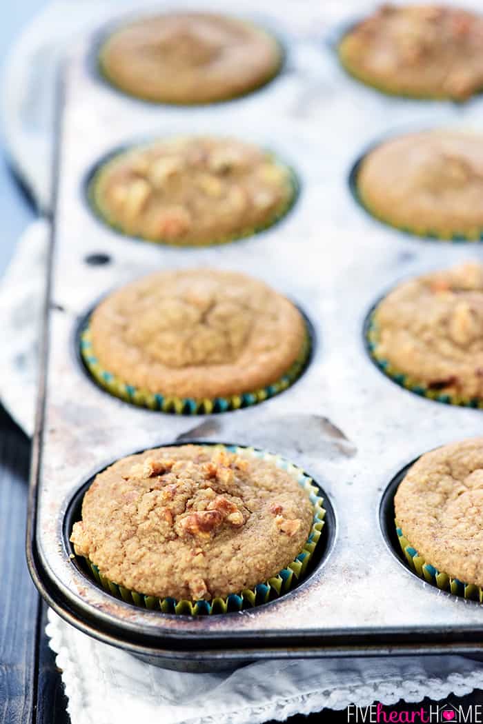 Applesauce Muffins fresh out of oven in pan.