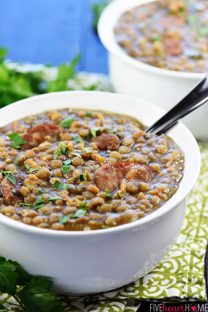 Instant Pot German Lentil Soup • FIVEheartHOME