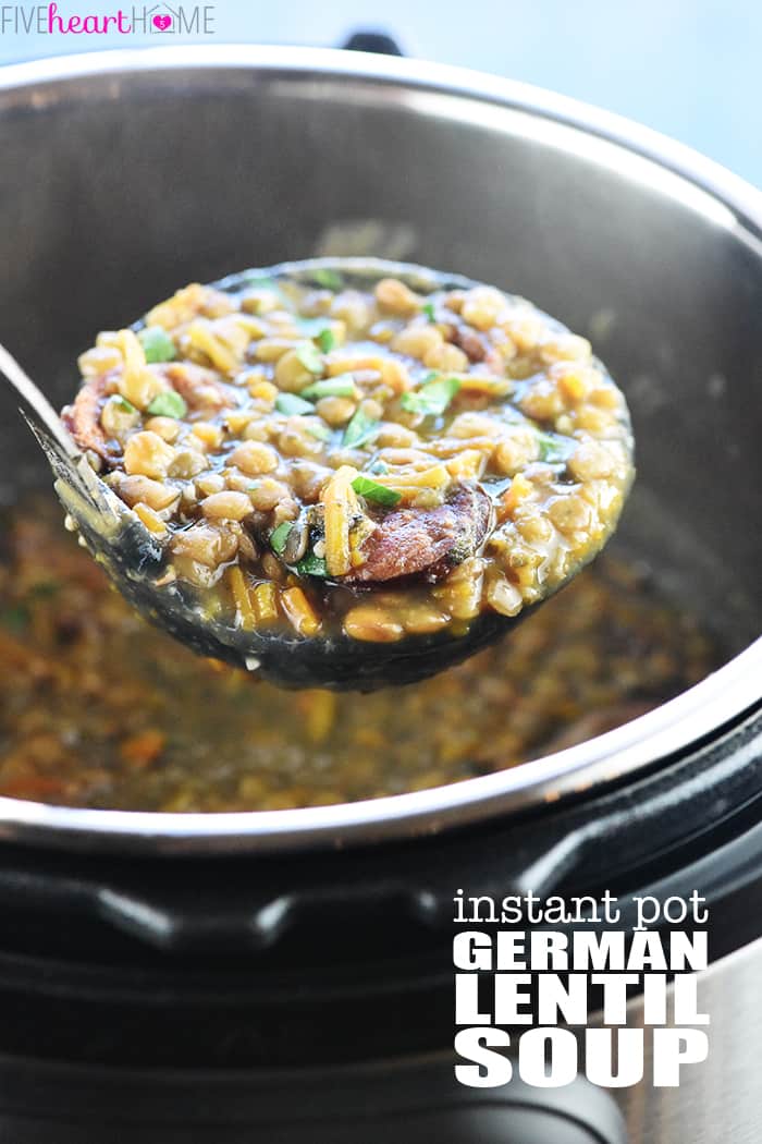 Instant Pot German Lentil Soup with text overlay.