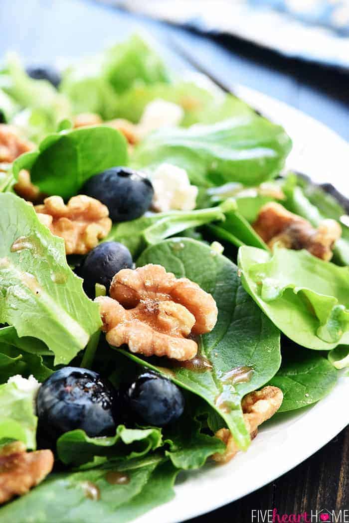 Brain Healthy Salad close-up on plate.