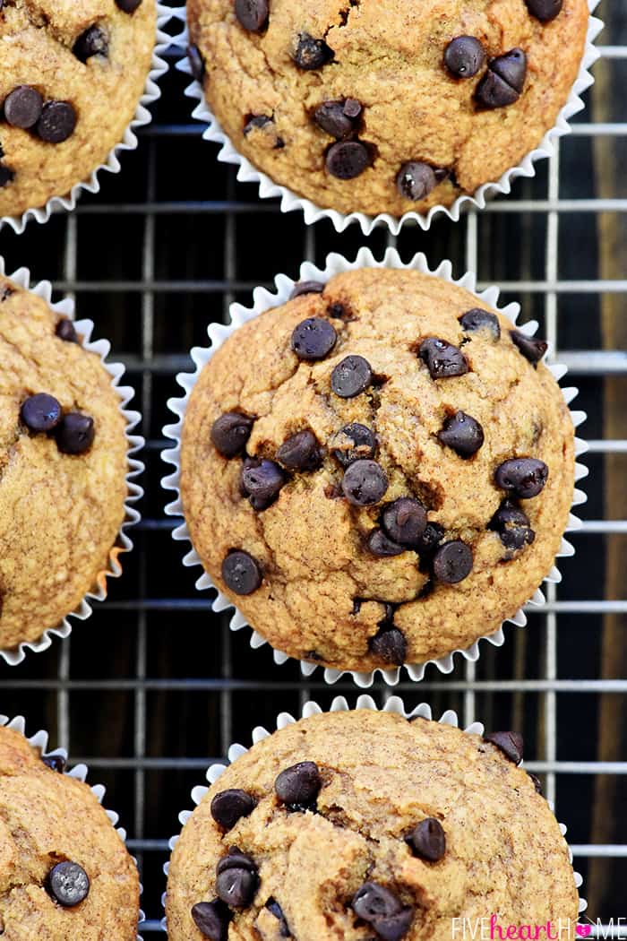 Close-up aerial view of muffins on cooling racki