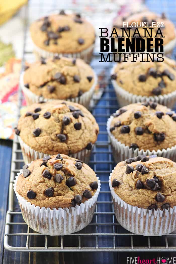 Flourless Banana Blender Muffins with text overlay