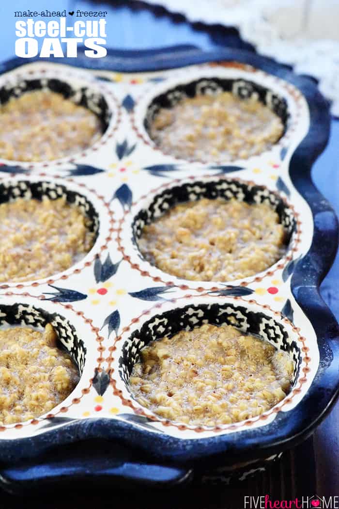 Make-Ahead Freezer Steel Cut Oats with text overlay.