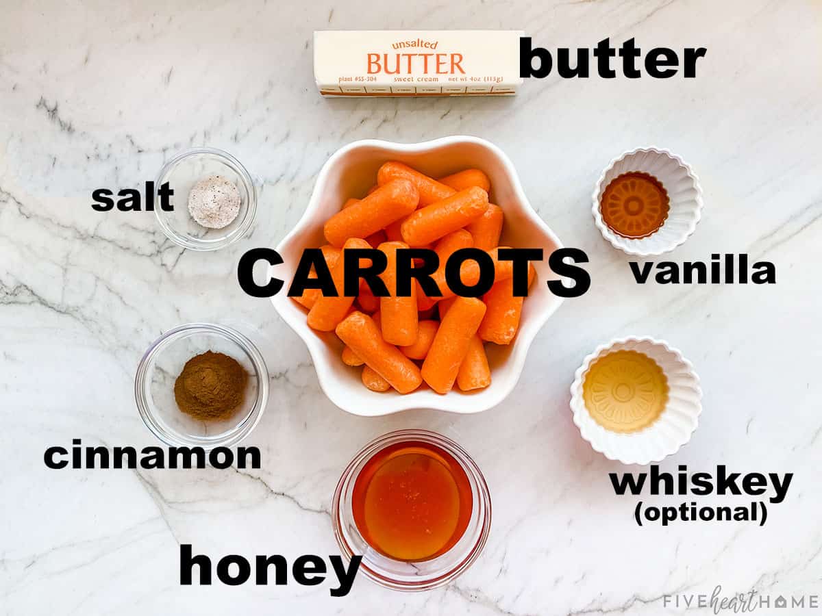 Aerial view of labeled ingredients.