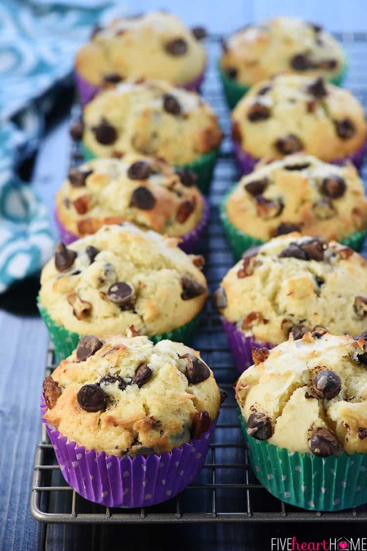 Coconut Pecan Chocolate Chip Muffins