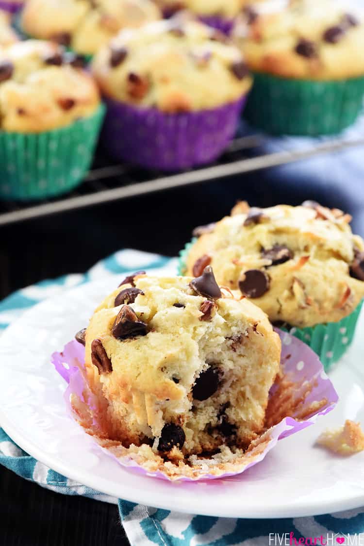 Coconut Pecan Chocolate Chip Muffins