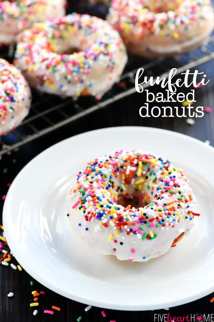 Baked Funfetti Donuts with text overlay.