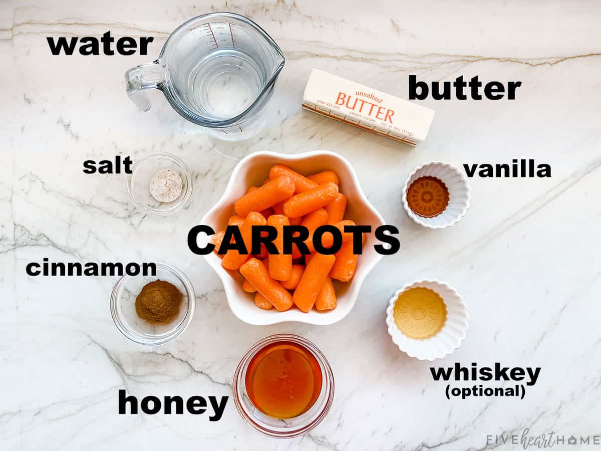 Aerial view of labeled ingredients.