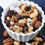 Trail Mix in small white bowl.