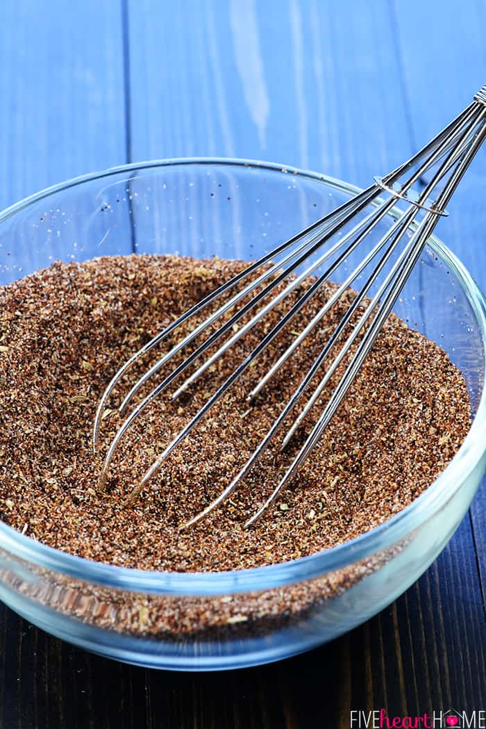 Spices combined in a bowl.