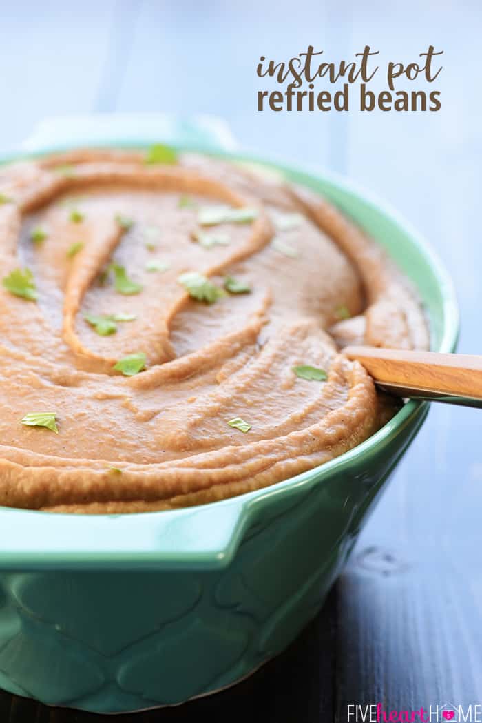Instant Pot Refried Beans with text overlay,