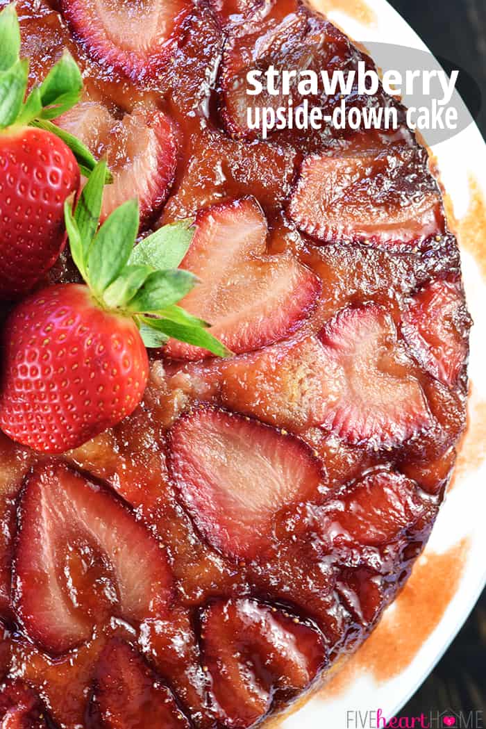 Strawberry Upside-Down Cake with text overlay.