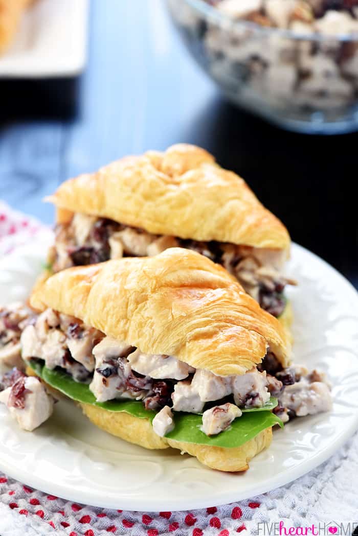 Sonoma Chicken Salad in croissants on plate.