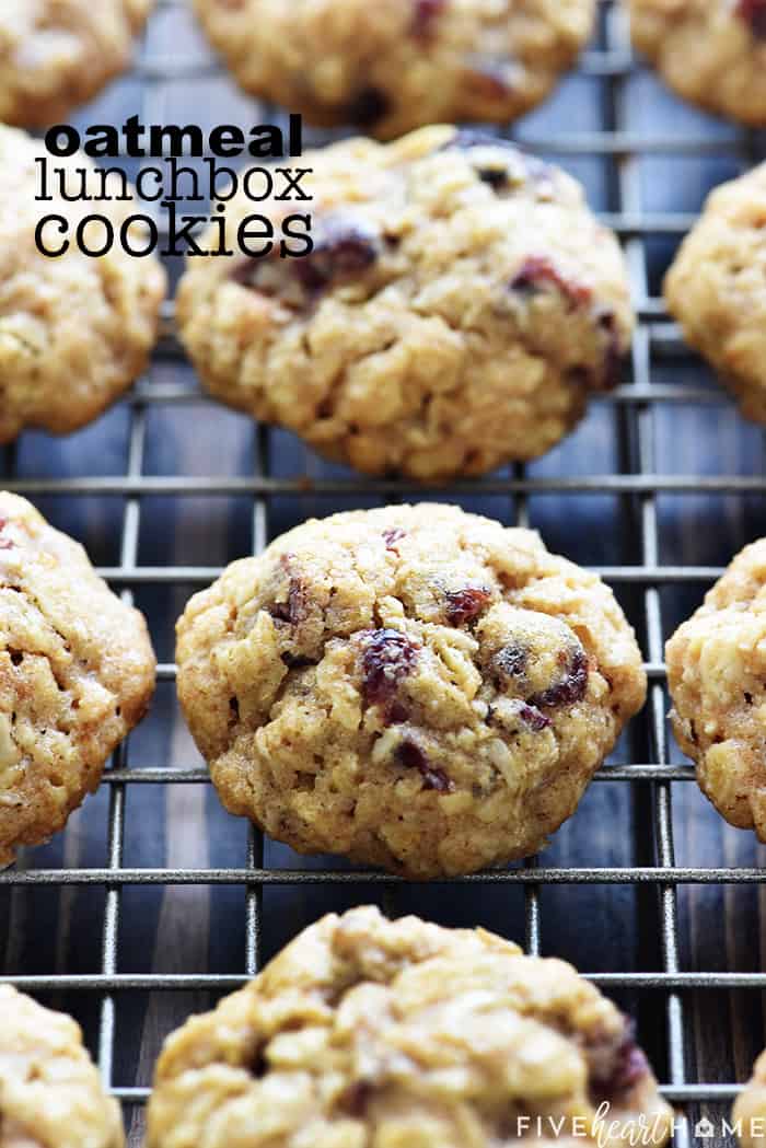 Oatmeal Lunchbox Cookies on a rack