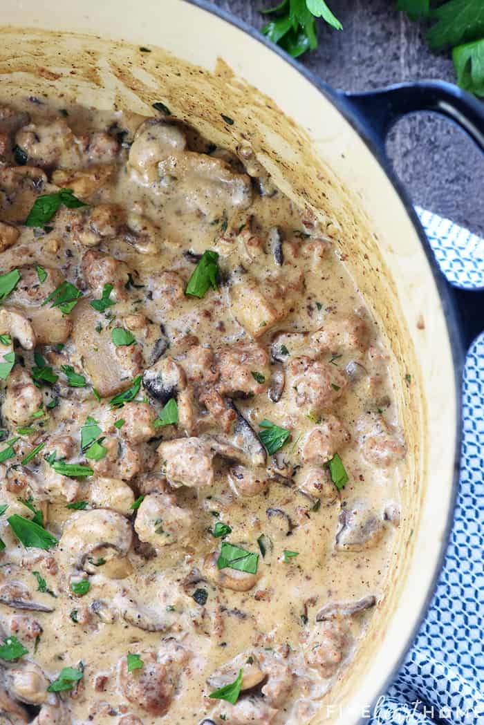 In a pot with parsley garnish
