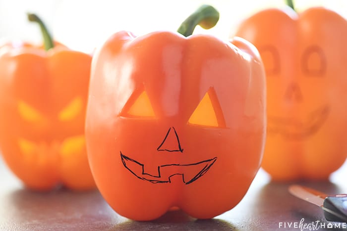 Hand Drawn Jack-o'-Lantern on Pepper 