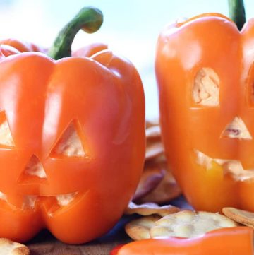 Jack-o'-Lantern Stuffed Peppers.