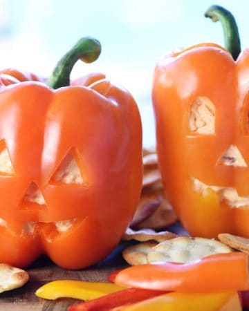 Jack-o'-Lantern Stuffed Peppers.